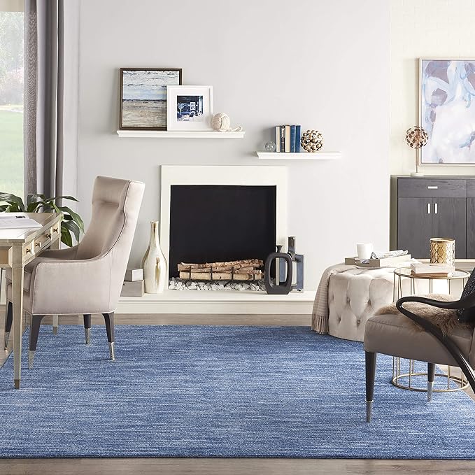 Nourison Essentials Indoor/Outdoor Navy Blue 9' x 12' Area Rug, Easy Cleaning, Non Shedding, Bed Room, Living Room, Dining Room, Backyard, Deck, Patio (9x12)