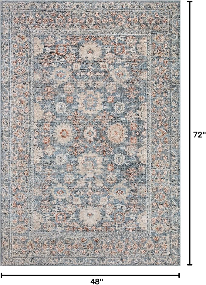 Loloi II Odette Collection ODT-07 Sky/Rust 4'-0" x 6'-0" Accent Rug