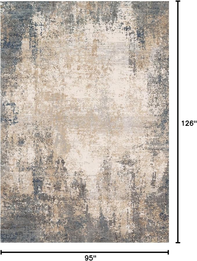 Loloi Teagan Collection 7'-11" x 10'-6" Area Rug in Ivory/Mist - Large, Soft Neutral Rug, High-Traffic for Living Room, Bedroom, Home Office, Dining Area