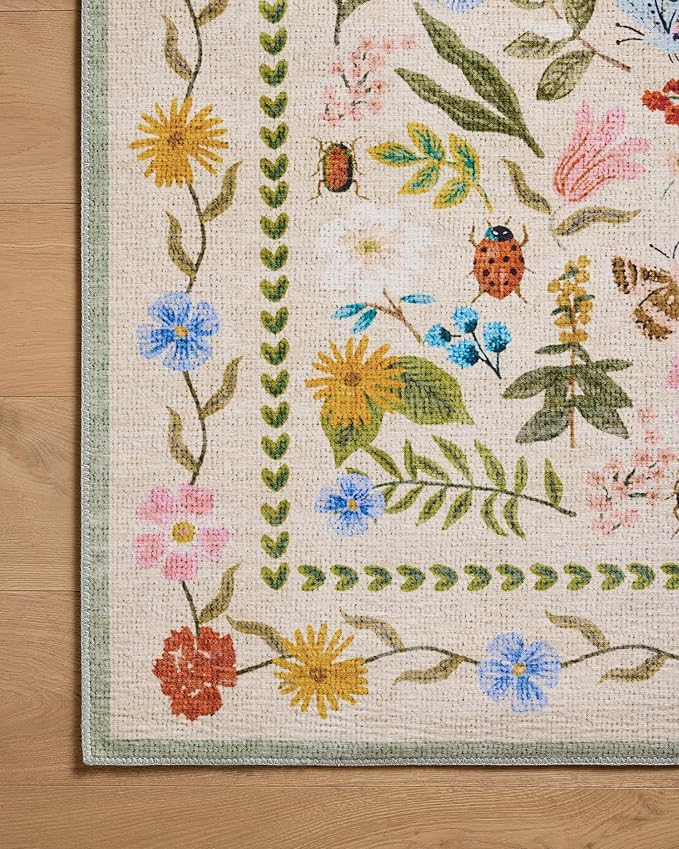 Loloi Rifle Paper Co. Canopy Collection CNP-04 Cream/Multi 5'-0" x 5'-0" Round Accent Rug