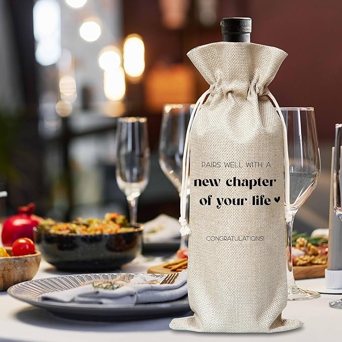 New Job Gifts For Women Man, New Chapter Wine Gift Bag, Pairs Well With A New Chapter Of Your Life Wine Bag, New Beginnings Gifts For New Job, New House, Retirement, Engagement, B42