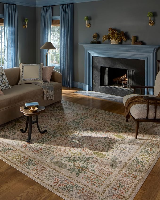 Loloi Rifle Paper Co. Canopy Collection CNP-05 Ivory 3'-9" x 3'-9" Round Accent Rug