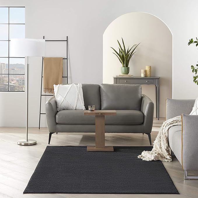 Nourison Essentials Indoor/Outdoor Black 6' x 9' Area Rug, Easy Cleaning, Non Shedding, Bed Room, Living Room, Dining Room, Backyard, Deck, Patio (6x9)