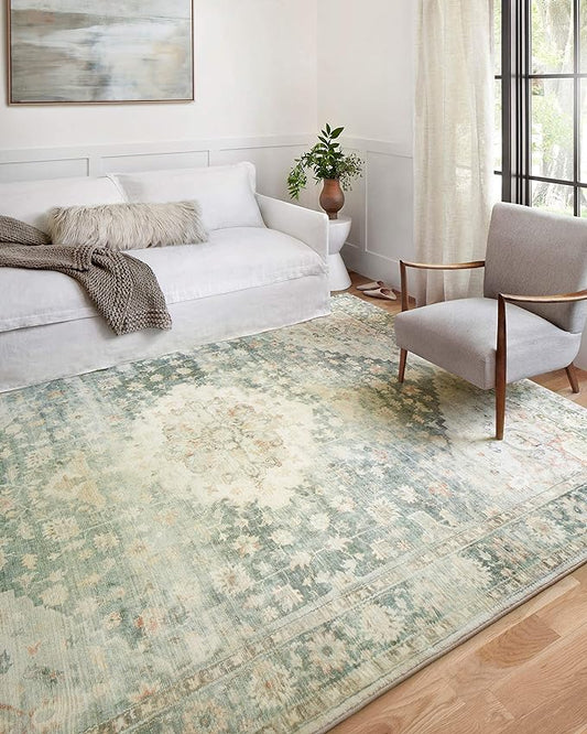 Loloi II Rosette Teal/Ivory 2'-2" x 5' Accent Rug