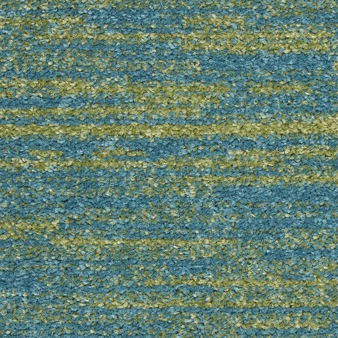 Nourison Essentials Indoor/Outdoor Blue Green 2'2" x 10' Area Rug, Easy Cleaning, Non Shedding, Bed Room, Living Room, Dining Room, Backyard, Deck, Patio (2x10)