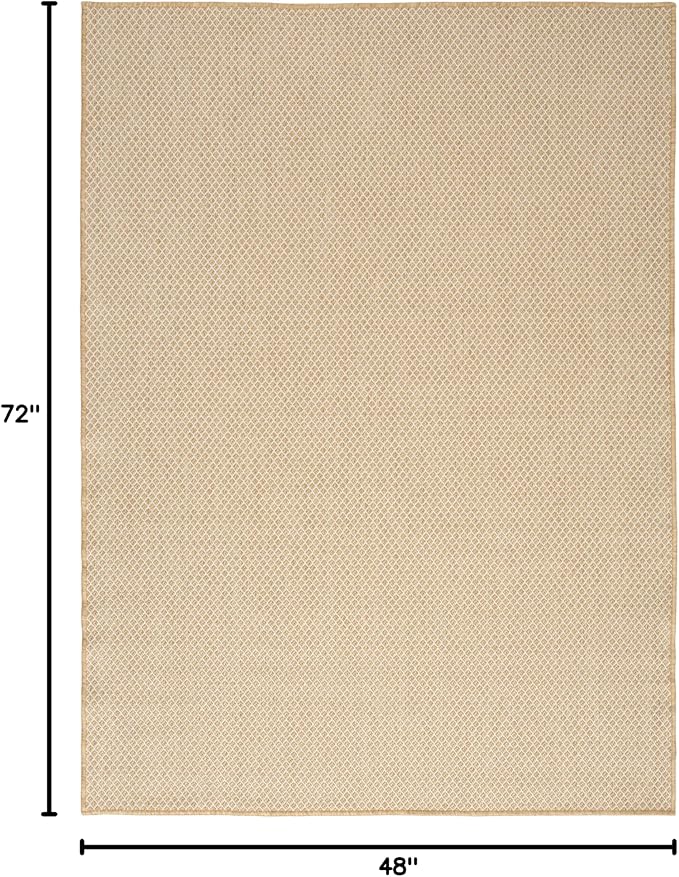 Nourison Courtyard Natural 4' x 6' Area Rug - Easy Clean, Non Shedding, Bed Room, Living Room, Dining Room, Kitchen (4' x 6')