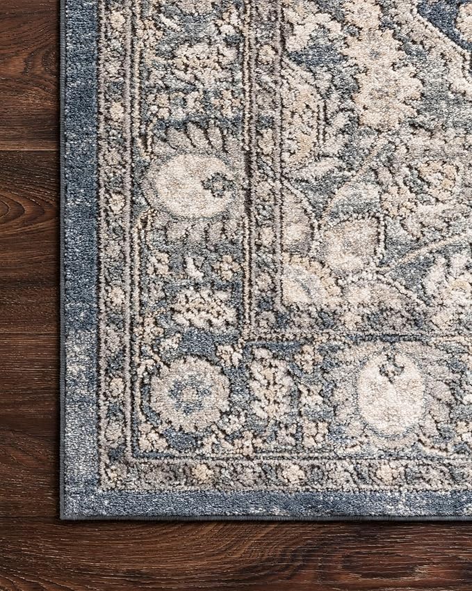 Loloi Teagan Collection 7'-11" x 10'-6" Area Rug in Denim/Mist - Large, Soft Neutral Rug, High-Traffic for Living Room, Bedroom, Home Office, Dining Area