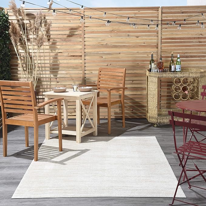 Nourison Essentials 5' x 8' Ivory Beige Fabric Outdoor Area Rug (5' x 8')