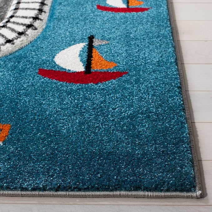 SAFAVIEH Carousel Kids Collection Accent Rug - 2'3" x 4', Grey & Ivory, Non-Shedding & Easy Care, Ideal for High Traffic Areas for Boys & Girls in Playroom, Nursery, Bedroom (CRK192F)