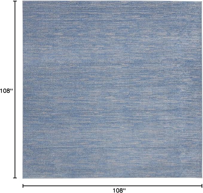 Nourison Essentials 108x108 Square Contemporary Fabric Area Rug in Blue/Gray