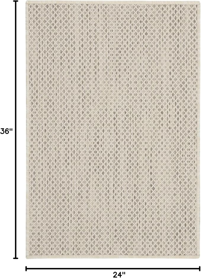 Nourison Courtyard Indoor/Outdoor Ivory Silver 2' x 3' Area Rug, Geometric, Easy Cleaning, Non Shedding, Bed Room, Living Room, Dining Room, Deck, Patio, Backyard (2x3)