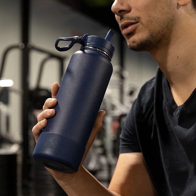 Hydrapeak 40oz Sport Insulated Water Bottle with Straw or Chug Lid, Leak & Spill Proof, Keeps Drinks Cold for 24 Hours, Hot for 12 Hours, Premium Stainless Steel Water Bottles (40oz, Alpine)