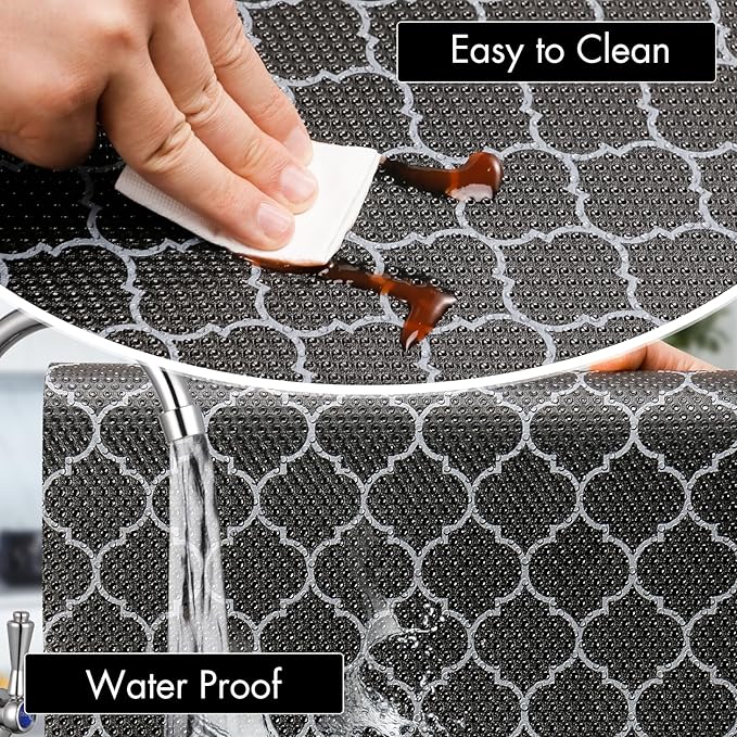 Cooyes Shelf Liner – Non-Slip Shelf Liners for Kitchen Cabinets – Waterproof Shelf Paper with Modern Pattern – Durable EVA Cabinet Liners