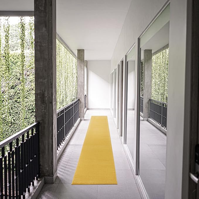 Nourison Essentials Solid Indoor/Outdoor Yellow 2'2" x 18 Area Rug, Easy Cleaning, Non Shedding, Bed Room, Living Room, Dining Room, Deck, Patio, Backyard (2x18)