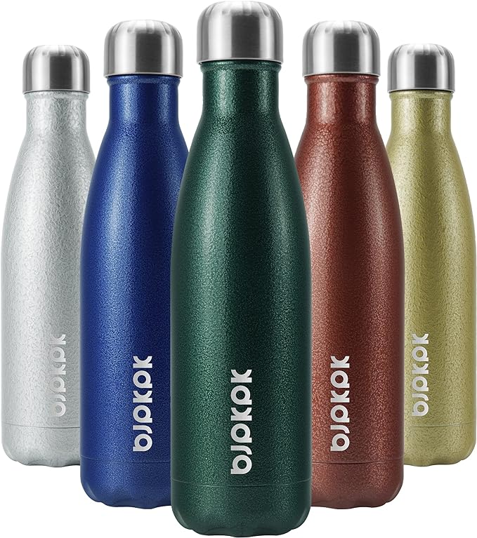 BJPKPK Insulated Water Bottles 17oz, Leak Proof Stainless Steel Water Bottle keeps Cold for 24H and Hot for 12H, BPA Free Water Bottle-Green