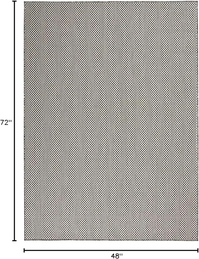 Nourison Courtyard 48" x 72" Fabric Indoor/Outdoor Rug in Ivory Charcoal