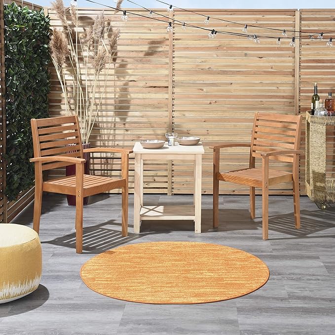 Nourison Essentials Indoor/Outdoor Sunburst 4' x Round Area Rug, Easy Cleaning, Non Shedding, Bed Room, Living Room, Dining Room, Backyard, Deck, Patio (4 Round)