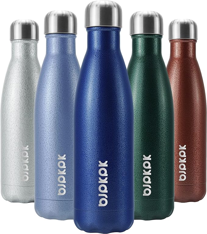 BJPKPK Insulated Water Bottles 17oz, Leak Proof Stainless Steel Water Bottle Keeps Cold for 24H and Hot for 12H, BPA Free Water Bottle,Blue