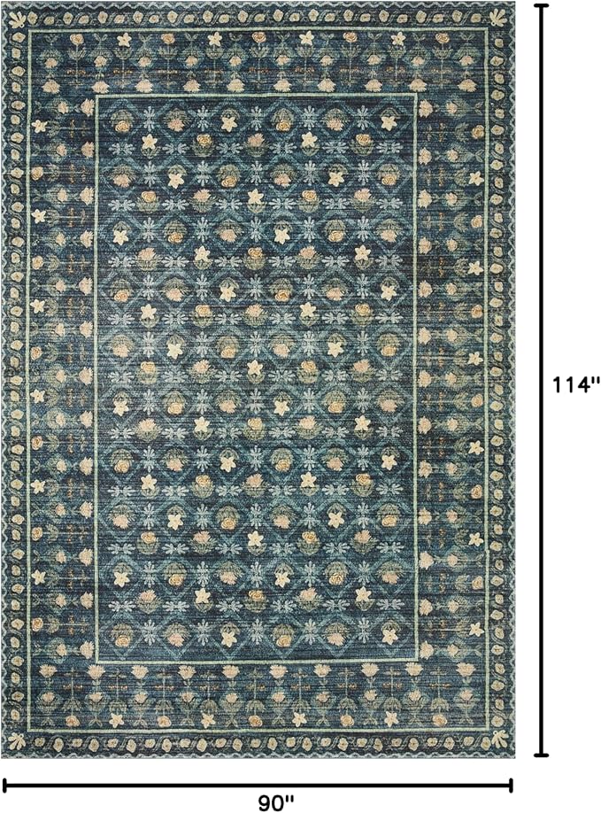 Rifle Paper Co. x Loloi Eden Collection EDE-03 Lattice Indigo 7'-6" x 9'-6" Area Rug