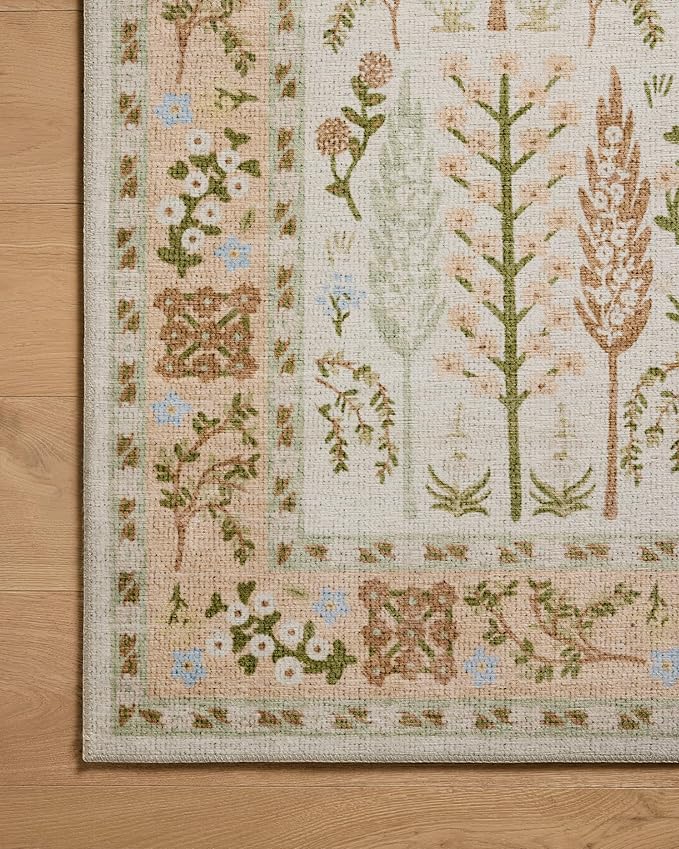 Loloi Rifle Paper Co. Canopy Collection CNP-01 Cream 5'-0" x 5'-0" Round Accent Rug