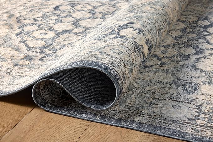 Loloi Teagan Collection 7'-11" x 10'-6" Area Rug in Denim/Mist - Large, Soft Neutral Rug, High-Traffic for Living Room, Bedroom, Home Office, Dining Area