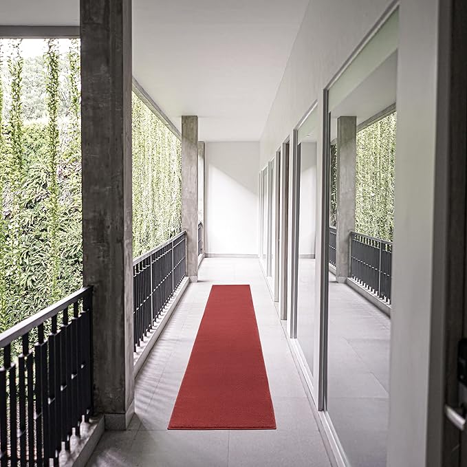 Nourison Essentials Indoor/Outdoor Brick Red 2'2" x 12' Area Rug, Easy Cleaning, Non Shedding, Bed Room, Living Room, Dining Room, Backyard, Deck, Patio (2x12)