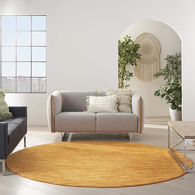 Nourison Essentials Indoor/Outdoor Sunburst 8' x Round Area Rug, Easy Cleaning, Non Shedding, Bed Room, Living Room, Dining Room, Backyard, Deck, Patio (8 Round)