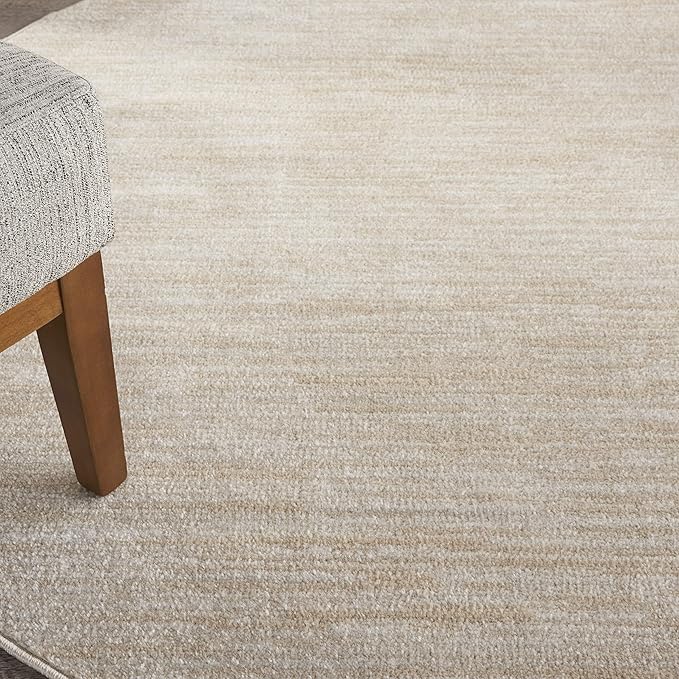 Nourison Essentials Indoor/Outdoor Ivory Beige 6' x Round Area Rug, Easy Cleaning, Non Shedding, Bed Room, Living Room, Dining Room, Backyard, Deck, Patio (6 Round)