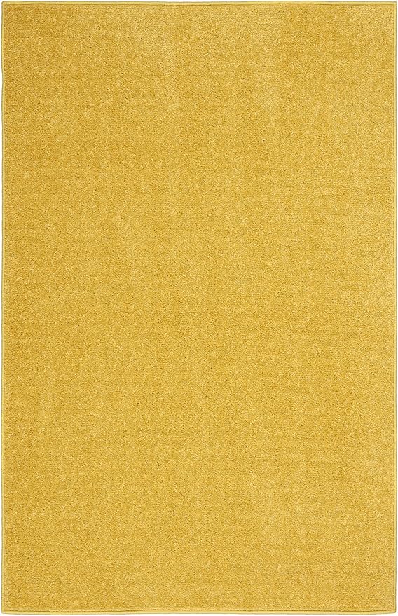 Nourison Essentials Indoor/Outdoor Yellow 2' x 4' Area Rug, Easy Cleaning, Non Shedding, Bed Room, Living Room, Dining Room, Backyard, Deck, Patio (2x4)
