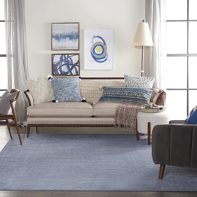 Nourison Essentials Indoor/Outdoor Blue/Grey 10' x 14' Area Rug, Easy Cleaning, Non Shedding, Bed Room, Living Room, Dining Room, Backyard, Deck, Patio (10x14)