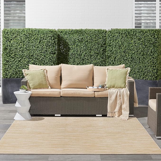 Nourison Essentials 9' x Square Ivory Gold Fabric Area Rug