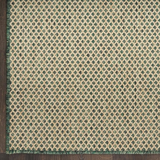 Nourison Courtyard Green 8' x 10' Area Rug - Easy Clean, Non Shedding, Bed Room, Living Room, Dining Room, Kitchen (8' x 10')