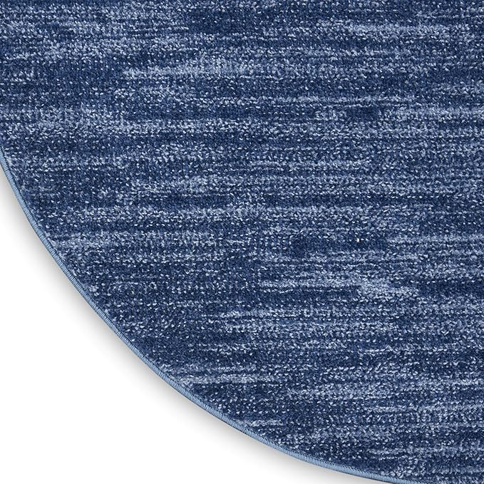 Nourison Essentials Indoor/Outdoor Navy Blue 8' x Round Area Rug, Easy Cleaning, Non Shedding, Bed Room, Living Room, Dining Room, Backyard, Deck, Patio (8 Round)