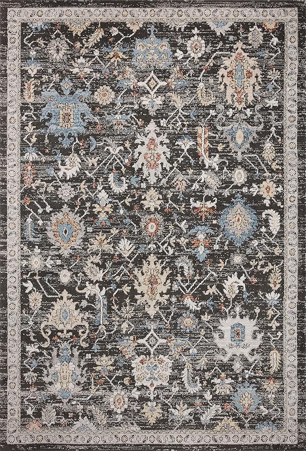 Loloi II Odette Collection ODT-04 Charcoal/Multi 7'-10" x 7'-10" Round Area Rug