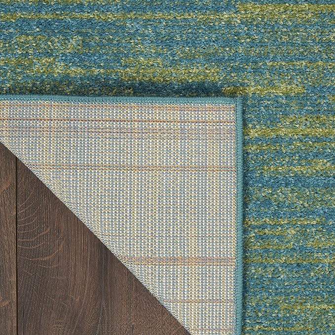 Nourison Essentials 120x168 Rectangle Fabric Area Rug in Blue/Green