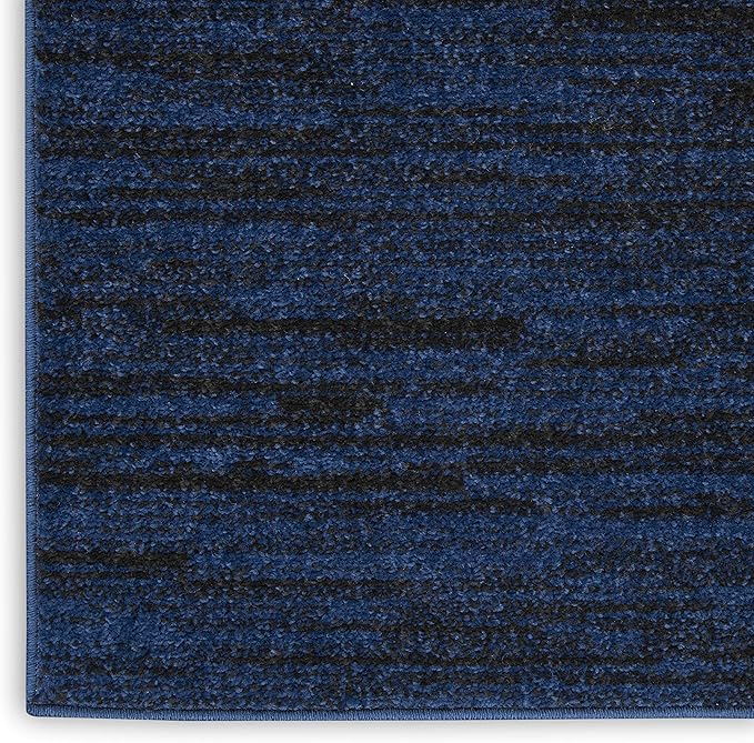 Nourison Essentials Indoor/Outdoor Midnight Blue 2'2" x 10' Area Rug, Easy Cleaning, Non Shedding, Bed Room, Living Room, Dining Room, Backyard, Deck, Patio (2x10)