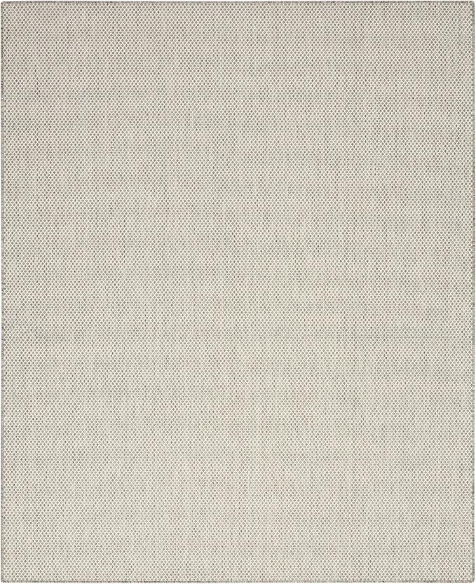 Nourison Courtyard Indoor/Outdoor Ivory Silver 8' x 10' Area Rug, Geometric, Easy Cleaning, Non Shedding, Bed Room, Living Room, Dining Room, Deck, Patio, Backyard (8x10)