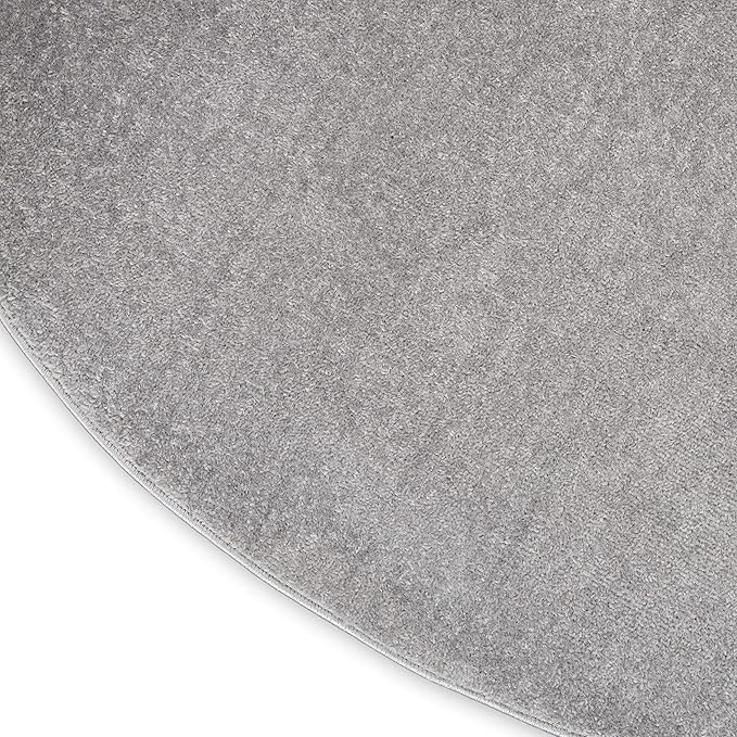 Nourison Essentials Solid Contemporary Silver Grey 4' Round Area Rug , 4' X Round