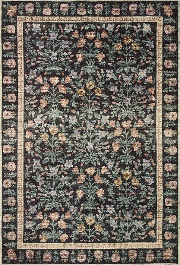 Rifle Paper Co. x Loloi Eden Collection EDE-02 Mughal Garden Black 2'-6" x 11'-6" Runner Rug