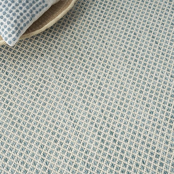 Nourison Courtyard 60" x 84" Fabric Indoor/Outdoor Rug in Ivory Aqua