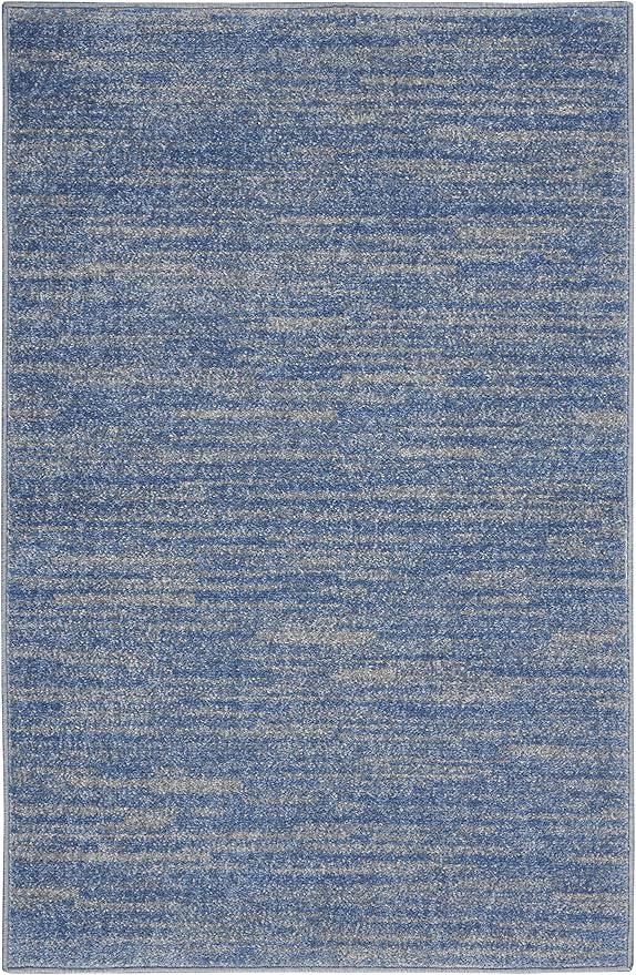 Nourison Essentials Indoor/Outdoor Blue/Grey 2' x 4' Area Rug, Easy Cleaning, Non Shedding, Bed Room, Living Room, Dining Room, Backyard, Deck, Patio (2x4)