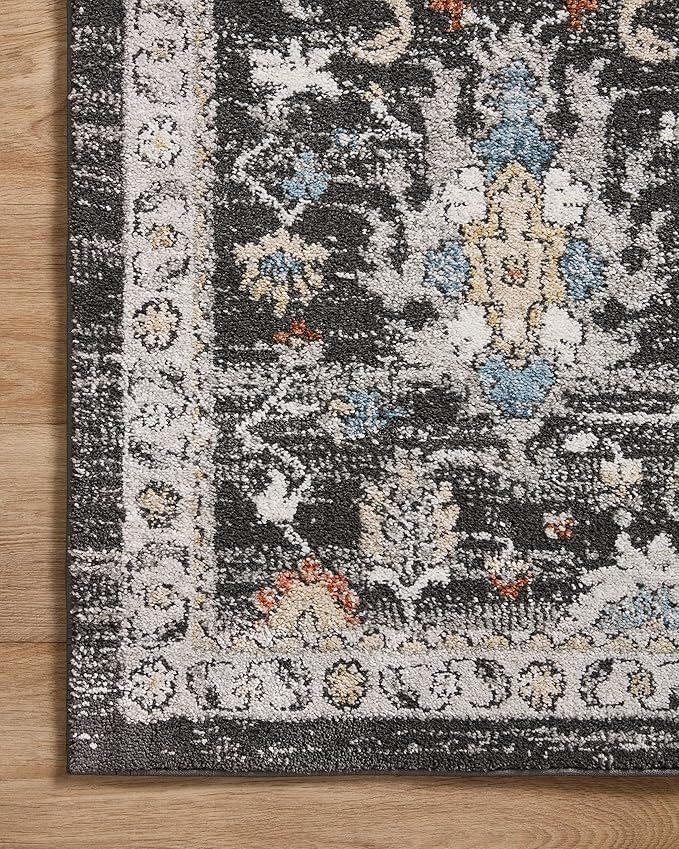 Loloi II Odette Collection ODT-04 Charcoal/Multi 7'-10" x 7'-10" Round Area Rug