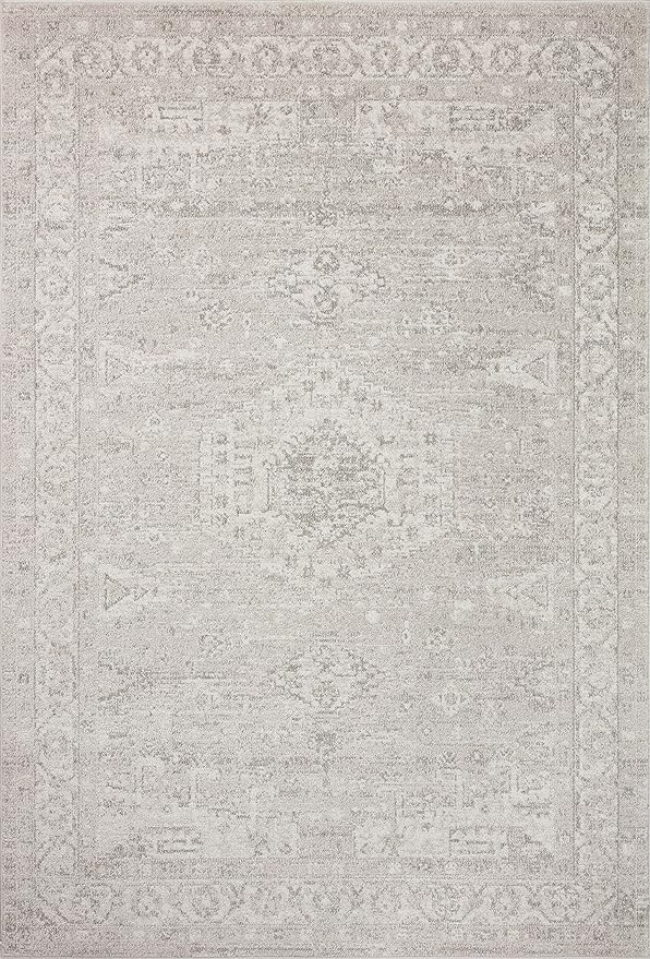 Loloi II Odette Collection ODT-02 Silver/Ivory 9'-2" x 9'-2" Round Area Rug