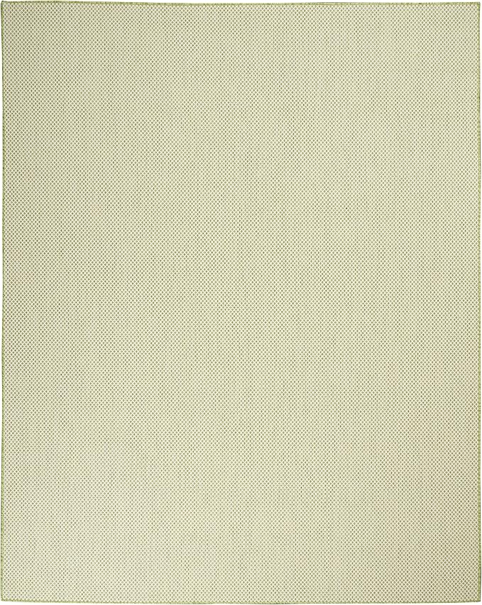 Nourison Courtyard Indoor/Outdoor Ivory Green 8' x 10' Area Rug, Geometric, Easy Cleaning, Non Shedding, Bed Room, Living Room, Dining Room, Deck, Patio, Backyard (8x10)