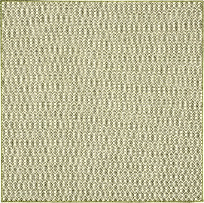 Nourison Courtyard 4' x Square Ivory Green Fabric Modern Area Rug (4' Square)