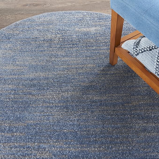 Nourison Essentials 4' x Round Blue/Grey Outdoor Indoor/Outdoor Rug
