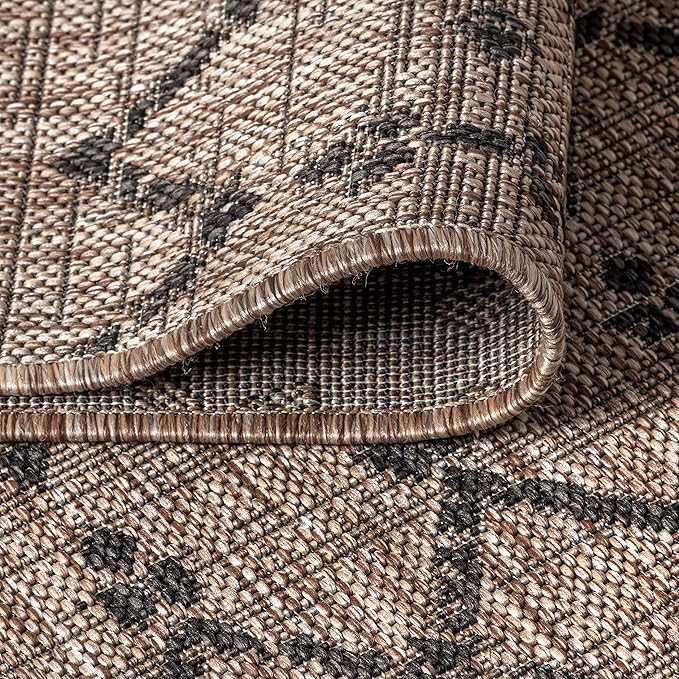 JONATHAN Y SMB108D-3SQ Ourika Moroccan Geometric Textured Weave Indoor/Outdoor Area Rug, Bohemian, Scandinavian for Bedroom, Kitchen, Living Room, Easy-Cleaning, Natural/Black, 3' Square