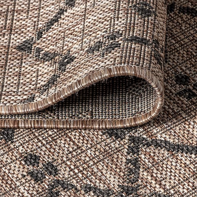 JONATHAN Y SMB108D-6SQ Ourika Moroccan Geometric Textured Weave Indoor/Outdoor Area Rug, Bohemian, Scandinavian for Bedroom, Kitchen, Living Room, Easy-Cleaning, Natural/Black, 6' Square