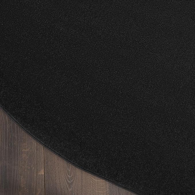 Nourison Essentials 4' x Round Black Fabric Outdoor Area Rug (4' Round)