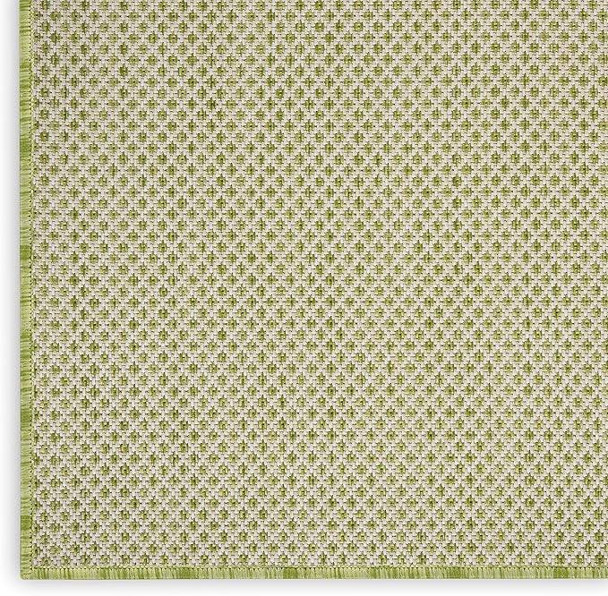 Nourison Courtyard Indoor/Outdoor Ivory Green 7' x 10' Area Rug, Geometric, Easy Cleaning, Non Shedding, Bed Room, Living Room, Dining Room, Deck, Patio, Backyard (7x10)